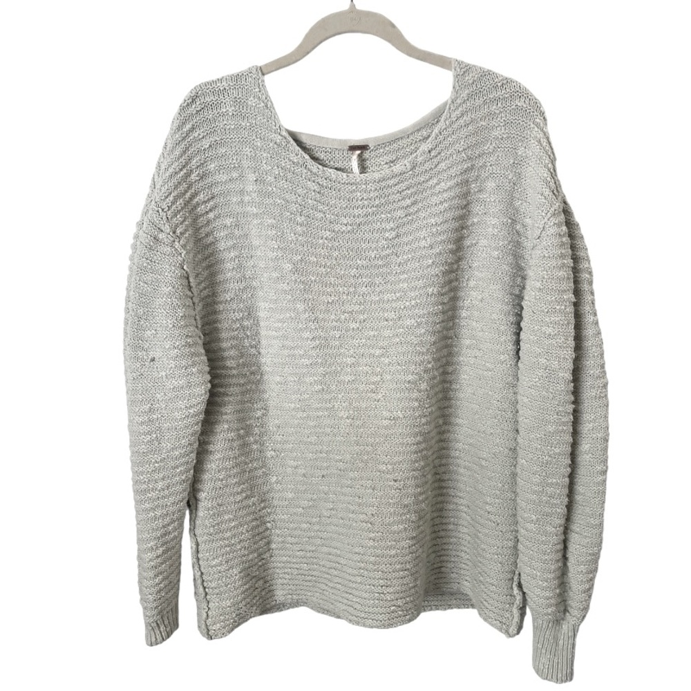 Free People Nubby Crewneck‎ Sweater Grey Green Small